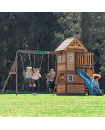 Mount Peak - Kazbek Swing Set And 2 Level Play House With Wooden Roof